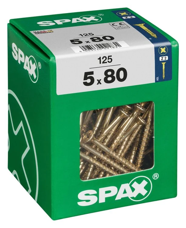 Spax schroef pozidrive verzinkt 5x80mm 125st