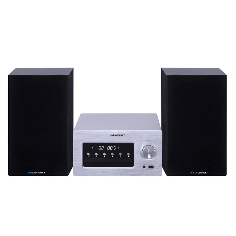 Blaupunkt-microsysteem, BT/AUX/CD/USB/MP3/FM, geheugen voor 40 zenders, LED-display, vermogen 2x210 W, toonregeling, MS70BT
