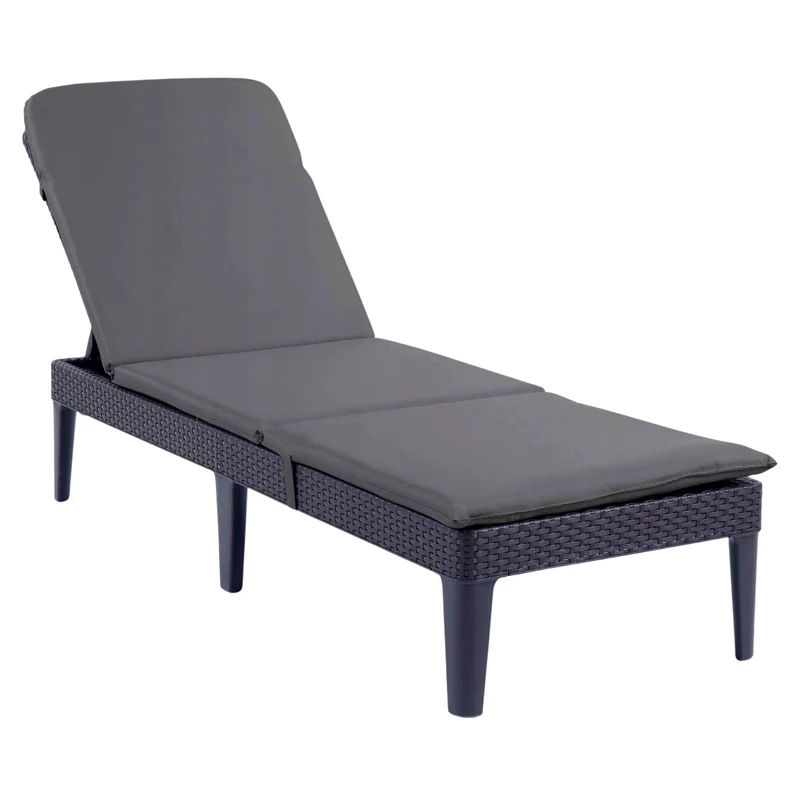 Verstelbare tuinligstoel Jaipur Sun Lounger, grafietkleurig + kussen voor de Jaipur-ligstoel, donkergrijs, stof S-500, afmetingen 190 x 60 cm