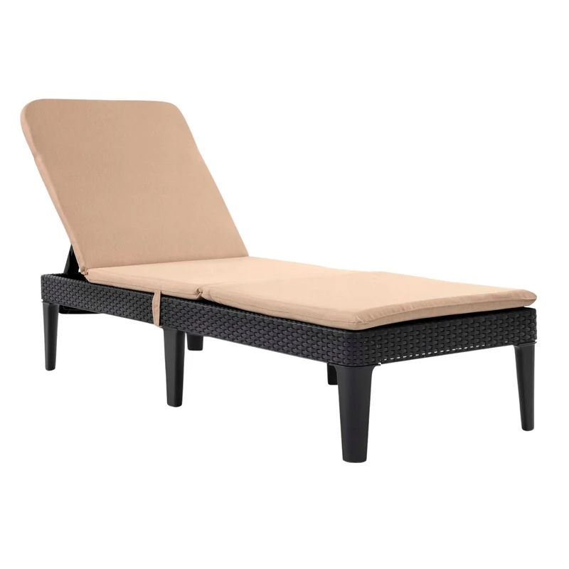 Verstelbare tuinligstoel Jaipur Sun Lounger, grafietkleurig + kussen voor de Jaipur-ligstoel, beige, stof S-550 Melange, afmetingen 190 x 60 cm