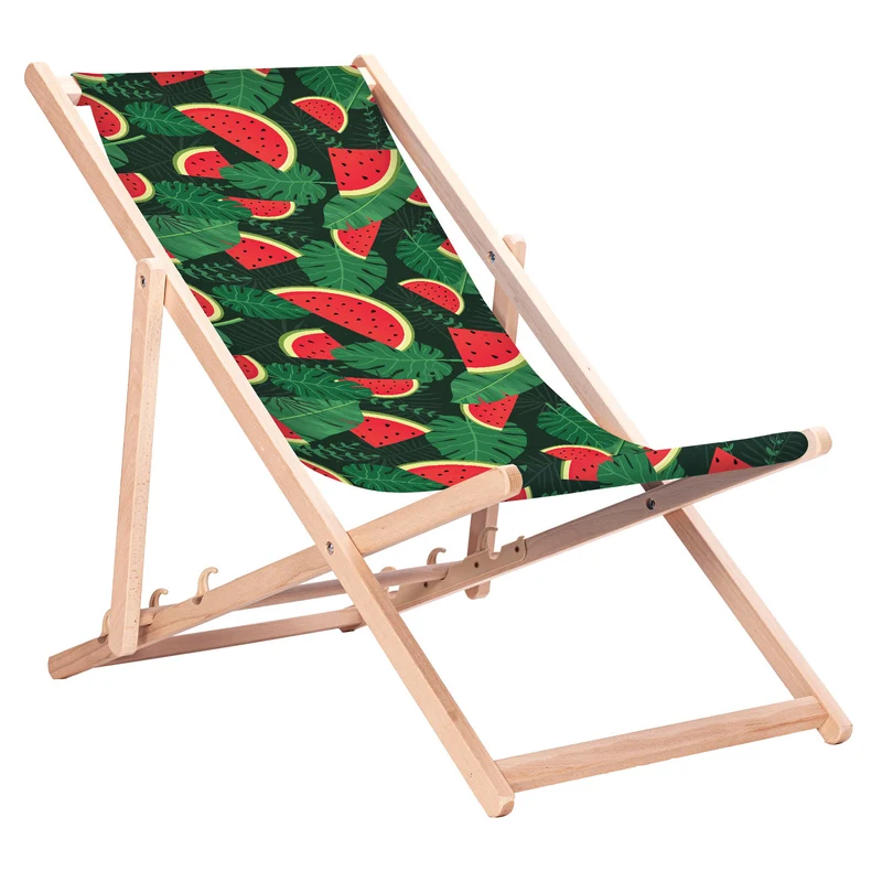 Klassieke ligstoel van beukenhout GreenBlue GB183 met watermeloenprint