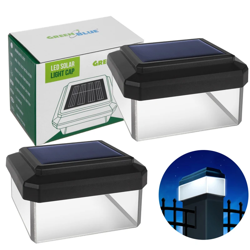 GreenBlue LED-zonnelamp voor paal, 60x40 mm, envelopvormige kap, GB125, 2 stuks