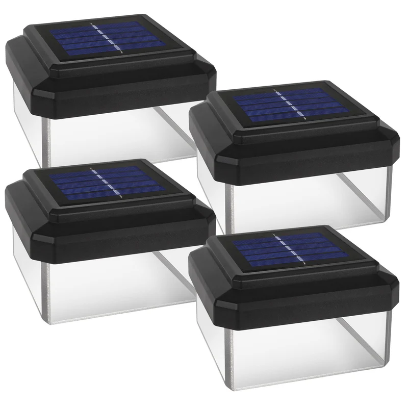 GreenBlue LED-paalverlichting op zonne-energie, 100x100mm, omhullende kap, GB128, 4 stuks