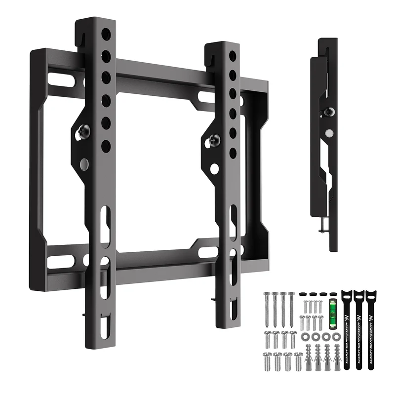 Maclean tv-beugel/hanger, max. VESA 200x200, 13-43", tot 45 kg, zwart, kantelbaar van 0° tot -8°, MC-186