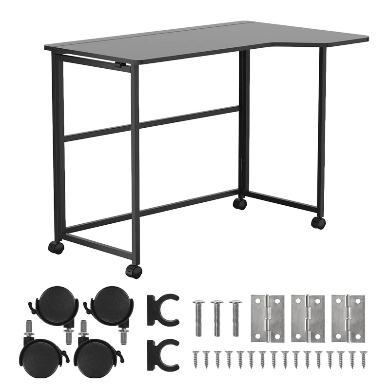 Opvouwbaar bureau Maclean, zwart, verplaatsbaar, 100 x 65 cm, max. 50 kg, hoekmodel, L-vorm, MC-1250 L/B