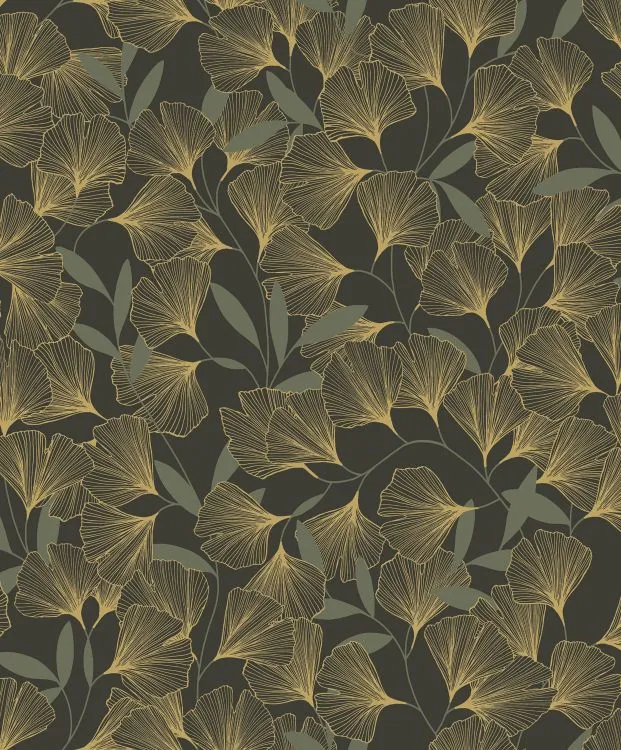 Attitude vliesbehang Ginko bladeren goud 53cmx10m