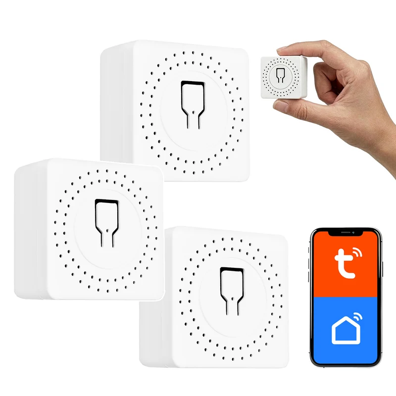 GreenBlue inbouw-wifi-relais, Android/iOS/Alexa/Google Home, 100-240 V AC, 50/60 Hz, max. 16 A, voor LED 150 W, GB739, 3 stuks