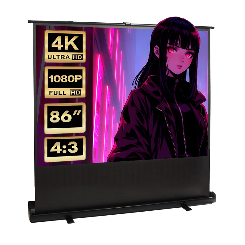 Maclean draagbaar projectiescherm, compact, vloermodel, 86 inch, 4:3, MC-963
