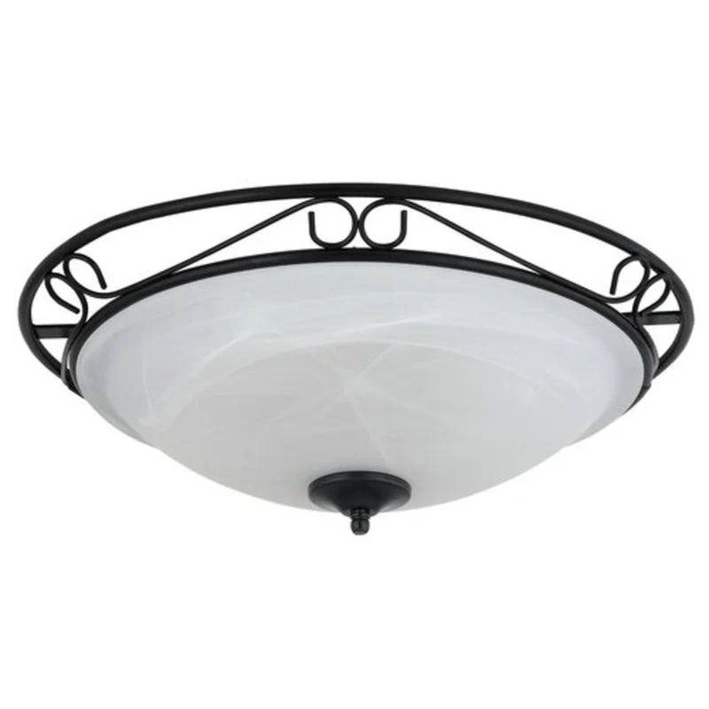 Rabalux Athen Plafonnier 3xE27, métal, noir, élégant plafonnier de style méditerranéen