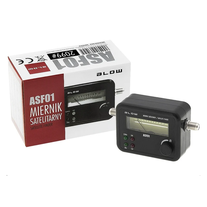 Blaas de ASF01-satellietsignaalmeter in het zwart