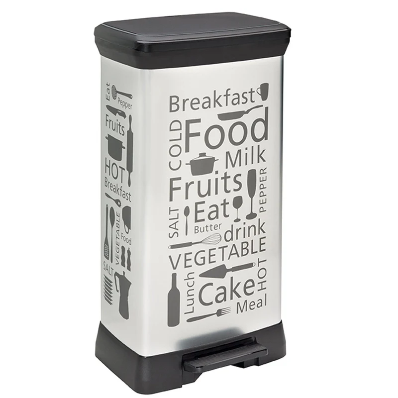 Curver Poubelle à Pédale de Cuisine, Design Argenté, 50 L