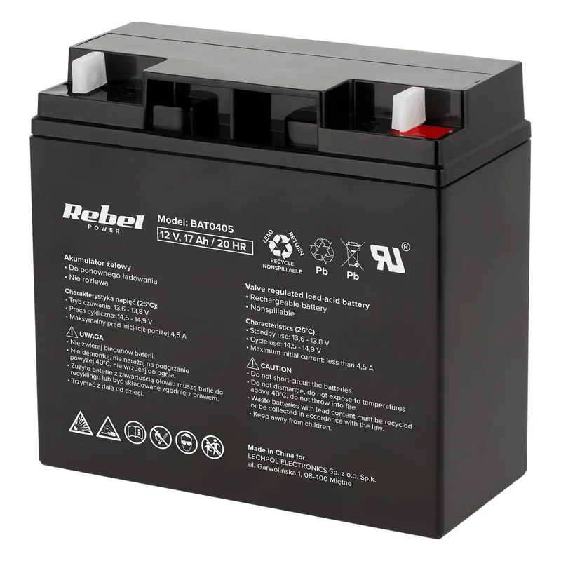Rebel12V 17Ah onderhoudsvrije gelbatterij voor UPS
