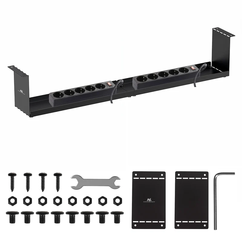 Maclean compacte kabelgoot voor onder het bureau, max. belasting 5kg, zwart, MC-107 B