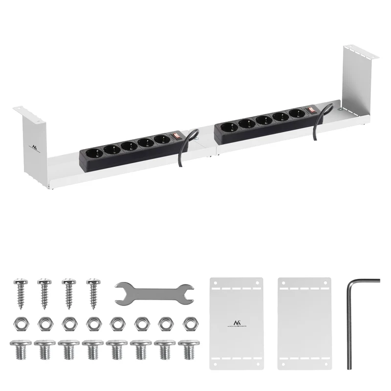 Maclean compacte kabelgoot voor onder het bureau, max. belasting 5 kg, wit, MC-107 W