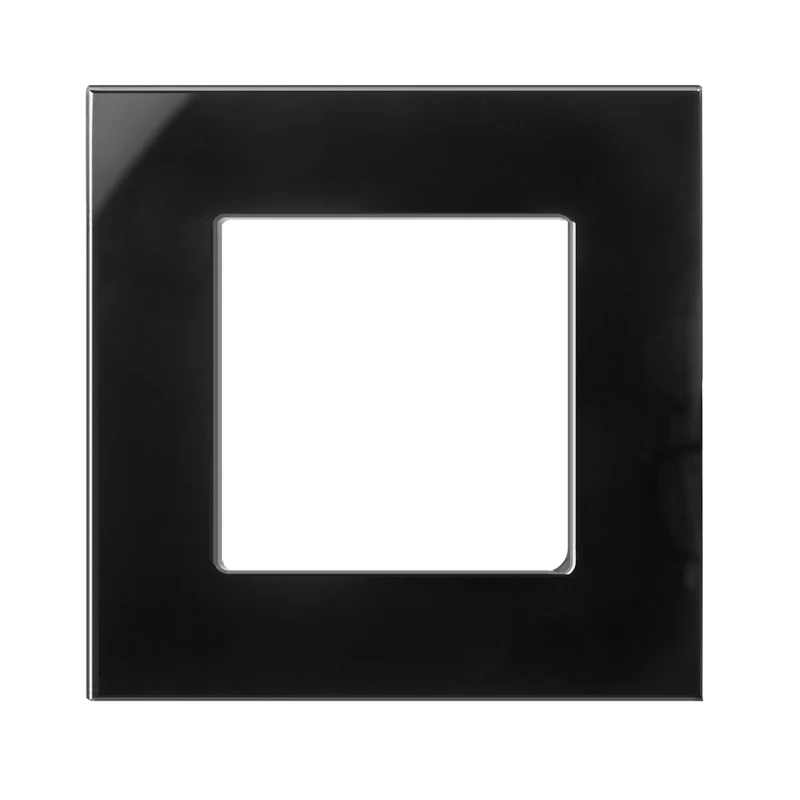 Maclean MCE730B Glazen framepaneel 86 x 86 mm voor stopcontact Modulaire wandcontactdoos Inbouwdoos Inbouwmontage Zwart