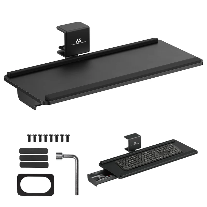 Porte-clavier Maclean undesk, charge max. 5kg, réglable horizontalement et verticalement, noir, MC-108 B