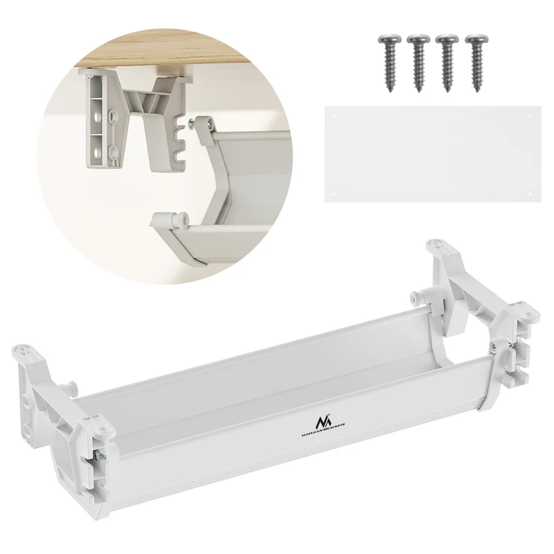 Maclean kabelopbergsysteem voor onder het bureau, max. belasting 5 kg, wit, MC-106 W