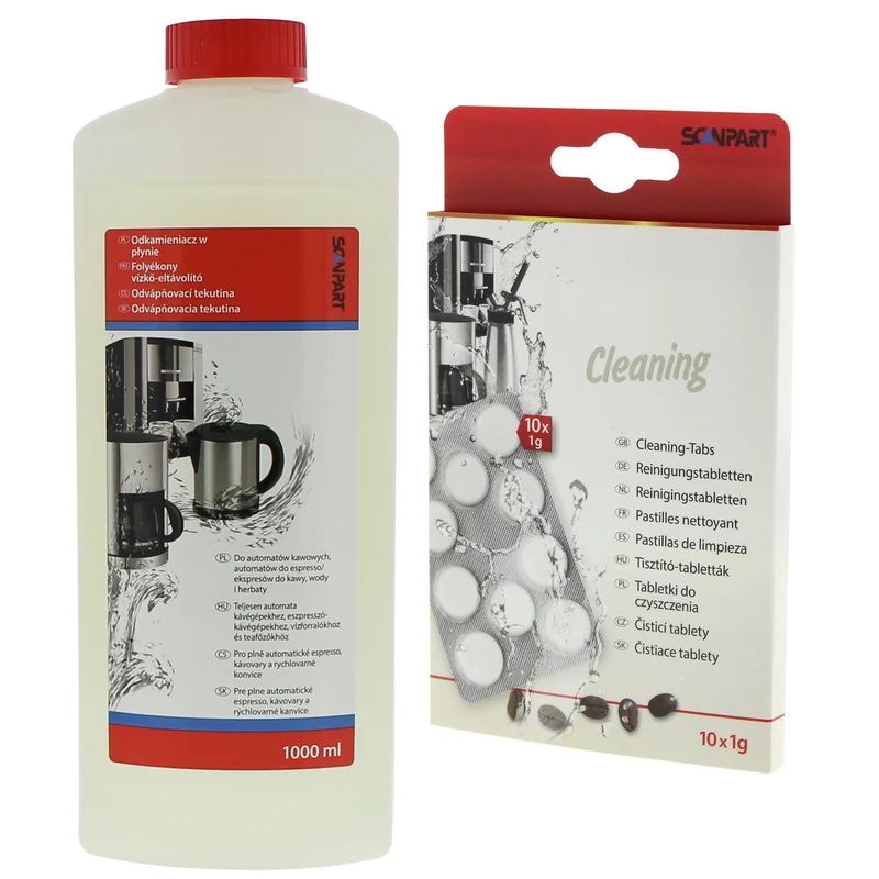 Ontkalker 1 liter voor espressomachines + 10 tabletten voor het reinigen van koffiemachines