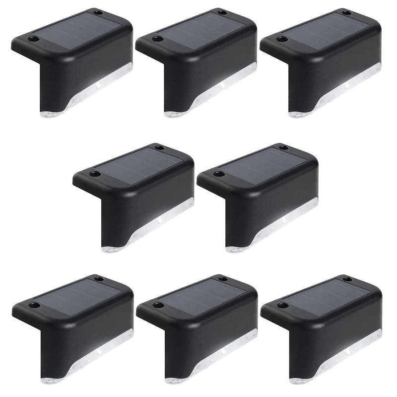 8x Maclean LED traplamp op zonne-energie IP44, 4000K, Ni-MH 100 mAh, 80x45x45mm, schemersensor MCE319