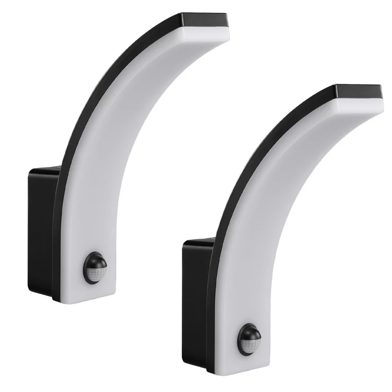 Maclean bewegingssensor LED lamp, PIR bewegingssensor, zwart, 20W, IP65, 2000lm, neutraal wit (4000K) MCE512 B, 2 stuks