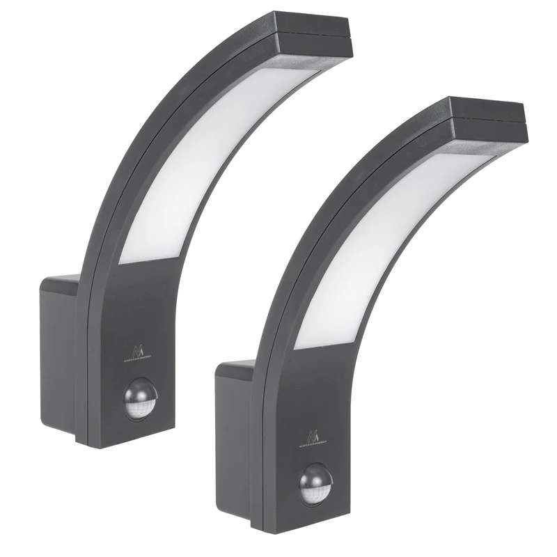 Maclean bewegingssensor LED lamp, PIR bewegingssensor, grijs, 10W, IP54, 750lm, neutraal wit (4000K) MCE244 GR, 2 stuks