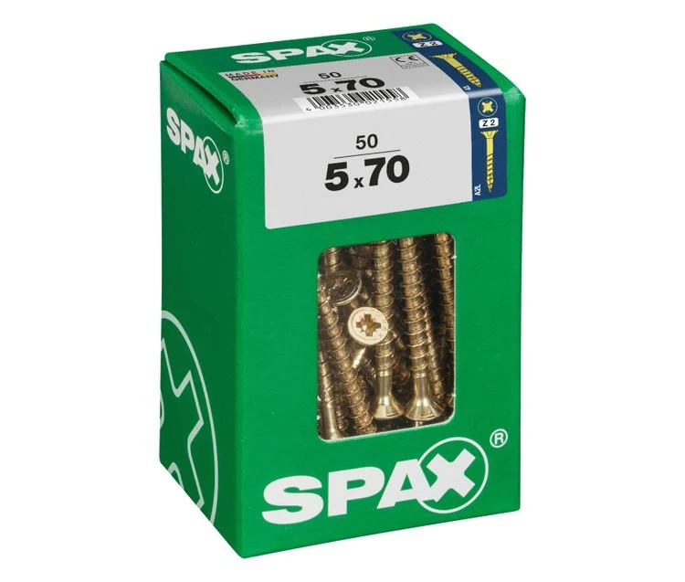 Spax schroef pozidrive verzinkt 5x70mm 50st