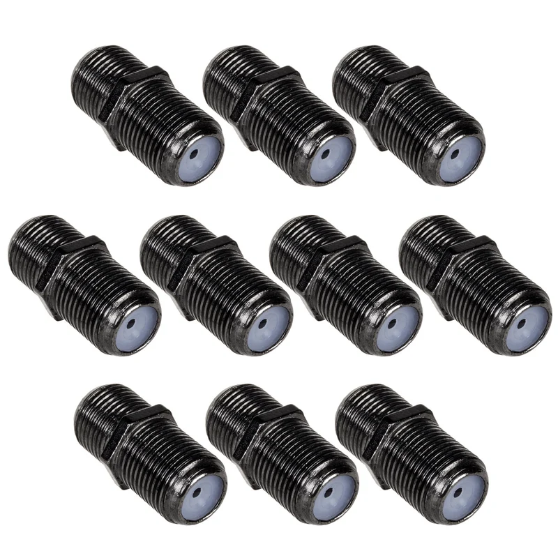 10x Maclean F-F stopcontact, professionele overgang, stekker zwart nikkel, MCTV-904