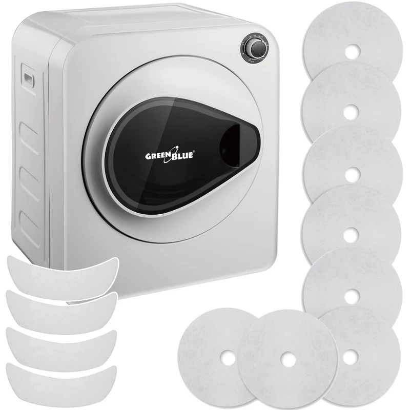 GreenBlue elektrische wasdroger, 3kg belasting, GB405+4st GreenBlue GB483 wasdroger filterset , 1x inlaat, 2x uitlaat