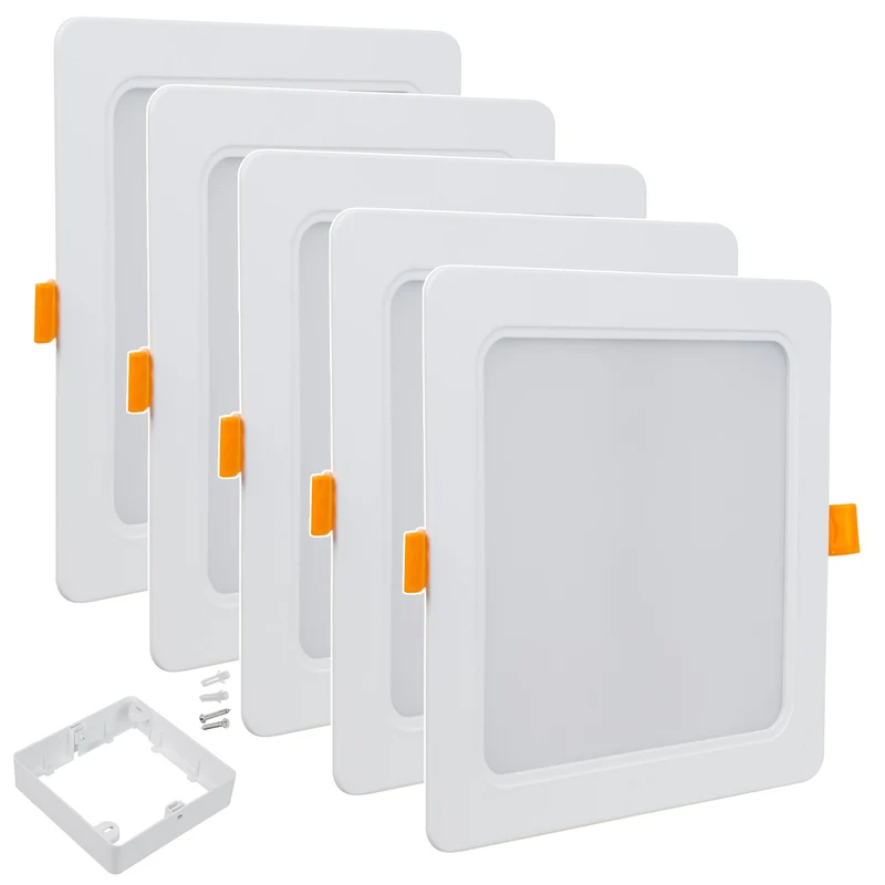 5x Maclean LED plafondpaneel, SLIM inbouw, 18W, Neutraal Wit 4000K, 170*170*26mm, 1800lm, MCE374 S + opbouwadapter MCE379 S