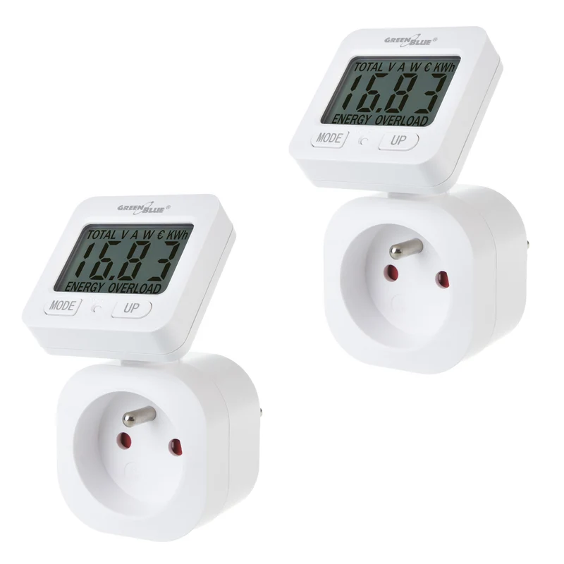 GreenBlue energiemeter, wattmeter, 16A, max. 3680W, subgeheugen, GB615 E, 2 stuks