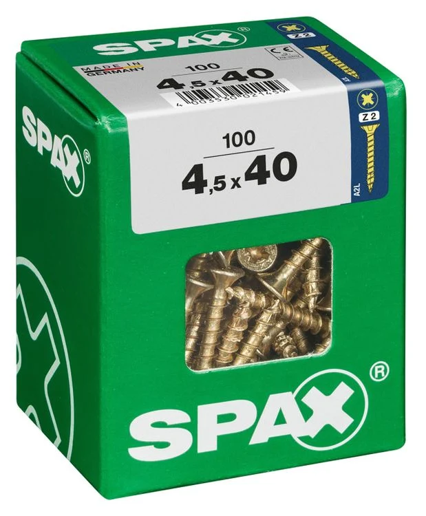 Spax schroef pozidrive verzinkt 4,5x40mm 100st