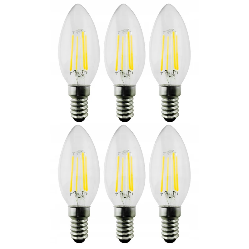 6x Maclean, Gloeidraad LED E14, 4W, 230V, WW warm wit 3000K, 400lm, Retro edison sierkaars C35, MCE285