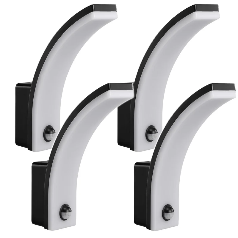 Maclean bewegingssensor LED lamp, PIR bewegingssensor, zwart, 20W, IP65, 2000lm, neutraal wit (4000K) MCE512 B, 4 stuks