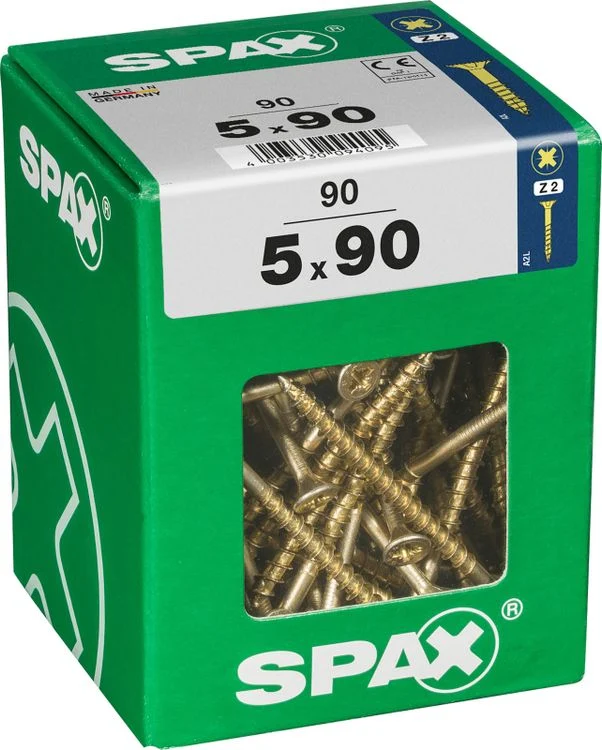 Spax schroef pozidrive verzinkt 5x90mm 90st