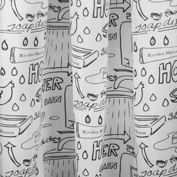 Differnz douchegordijn Bath polyester zwart 180x200cm