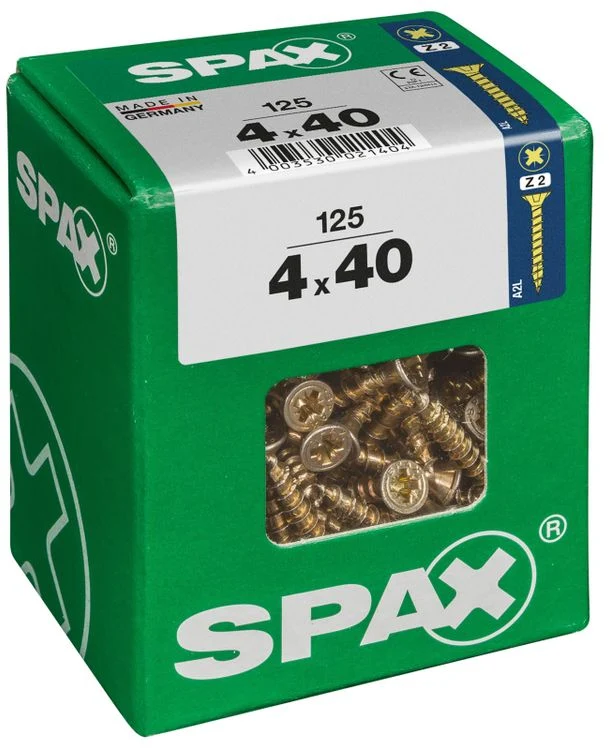 Spax schroef pozidrive verzinkt 4x40mm 125st