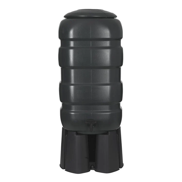 Martens Water Butt Round regenton+standaard kunststof antraciet 100L