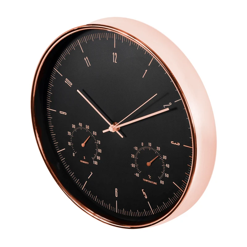 Wandklok met thermometer en hygrometer CE70 G goude kleur