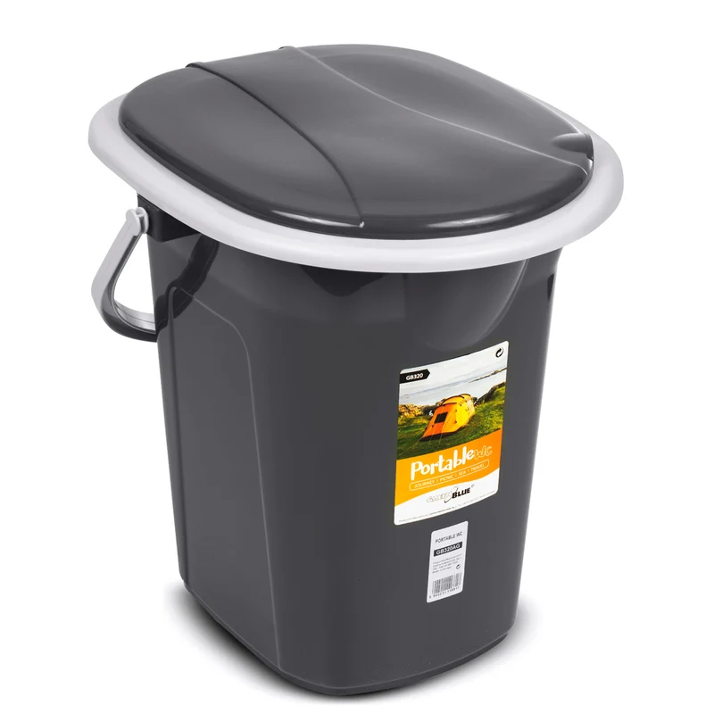 Campingtoilet 19L Mobiele toiletemmer Reistoilet Toiletemmer Toilet Mobiele camping Antraciet