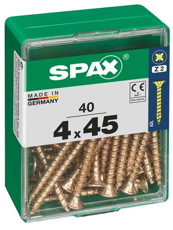 Spax schroef pozidrive verzinkt 4x45mm 40st
