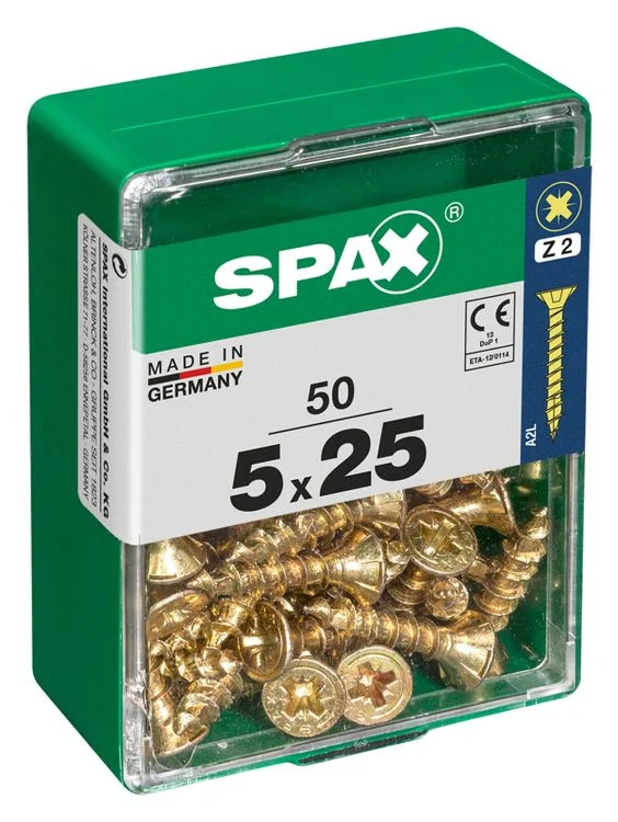 Spax schroef pozidrive verzinkt 5x25mm 50st