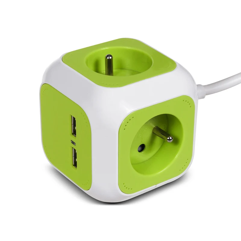 GreenBlue GB118 MagicCube 4x stopcontacten 2x USB-aansluiting 1.4m met penaarde