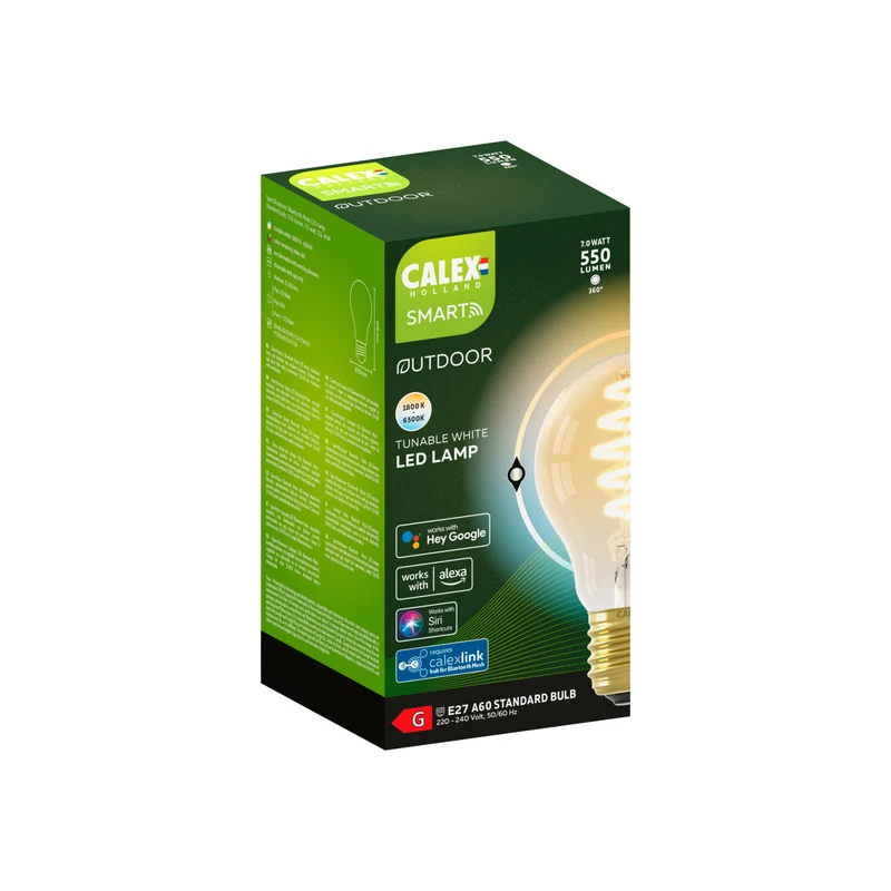 Calex Smart LED filament dimbaar E27 goud dual white 7W 550LM