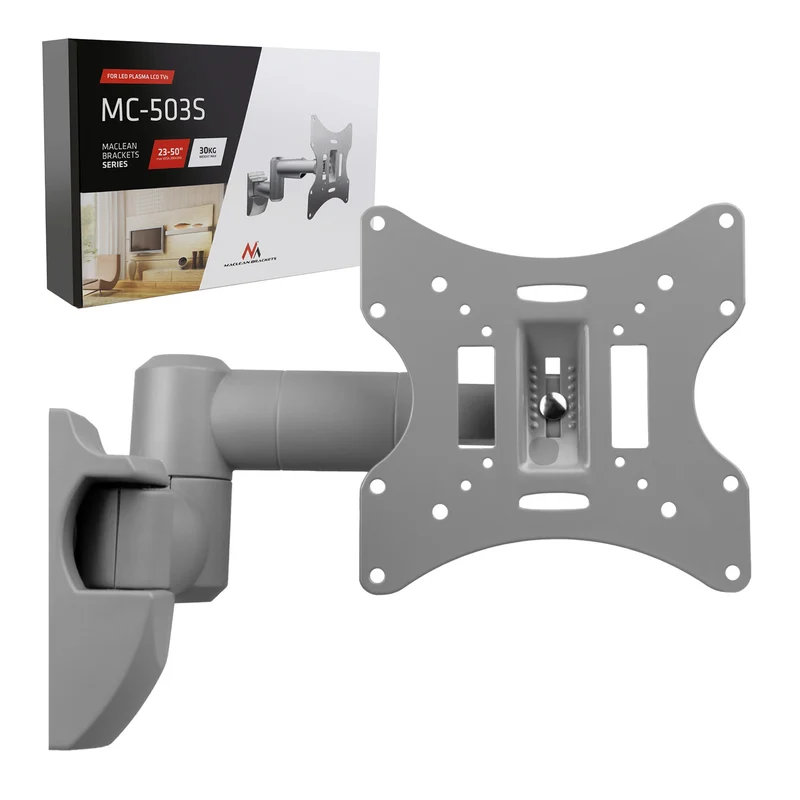 Maclean TV- of monitorbeugel, universeel, max. VESA 200x200, 23-50", 30 kg, zilver, MC-503A S