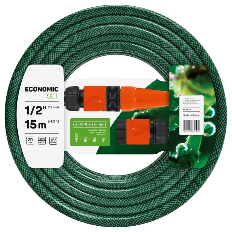 Kit d'arrosage de jardin Tuyau 15m 1/2 " et arroseur Cellfast
