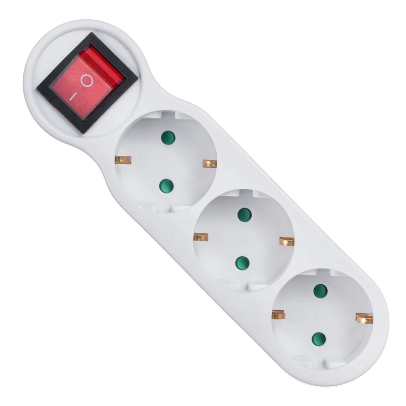 Block multiprise 3 prises avec interrupteur 16A avec protection enfant Maclean Energy MCE216 blanc