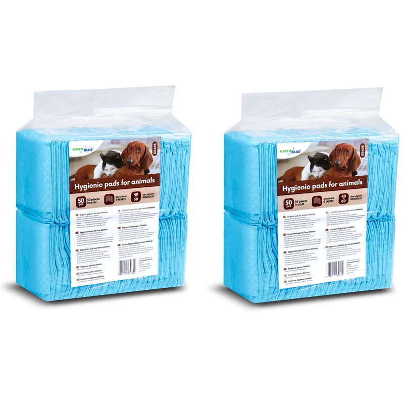 GreenBlue honden/katten hygiënepads/matten voor huisdieren, om te leren plassen, 60x40cm, 100st, GB495