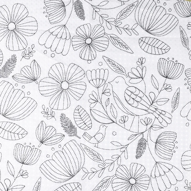 Differnz douchegordijn Flower polyester wit, zwart 120x200cm