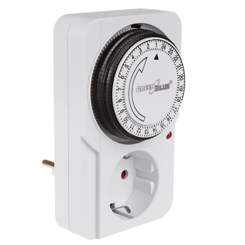 GreenBlue - Tijdschakelaar - Timer Schakelaar - Type F - Mechanische tijdschakelklok - 48 programma's, max. belasting 16A, IP20, GB360 F