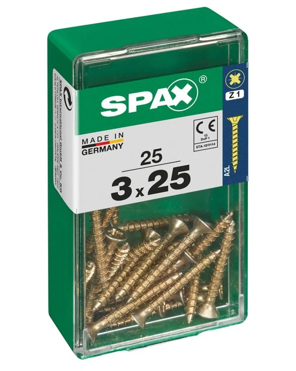 Spax schroef pozidrive verzinkt 3x25mm 25st